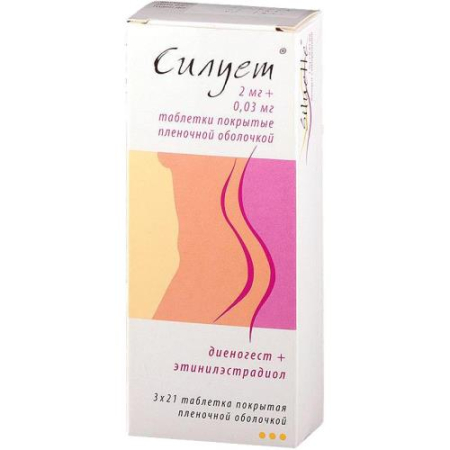Силует таблетки покрытые пленочной оболочкой 2мг + 0.03мг №63