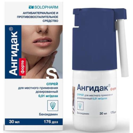 Ангидак форте спрей для местного применения дозированный 0,51мг/доза 30мл 176доз