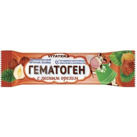 Витатека гематоген плитка 40г с лесным орехом