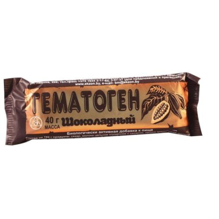 Гематоген плитка 40г шоколадный /экзон/ бад