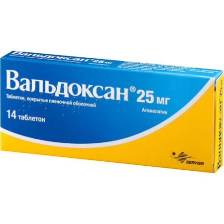 Вальдоксан таблетки покрытые пленочной оболочкой 25мг №14