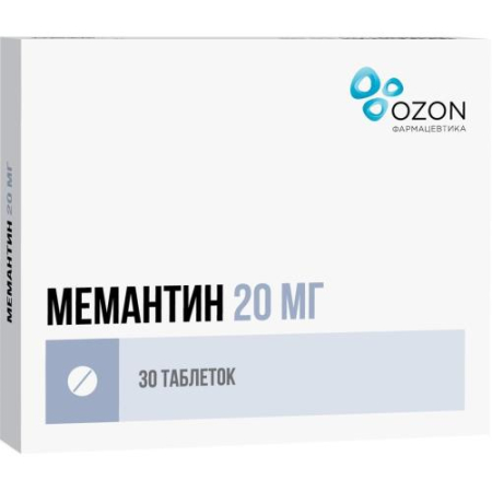 Мемантин таблетки покрытые пленочной оболочкой 20мг №30
