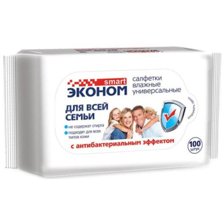 Эконом смарт салфетки влажные  №100 д/всей семьи