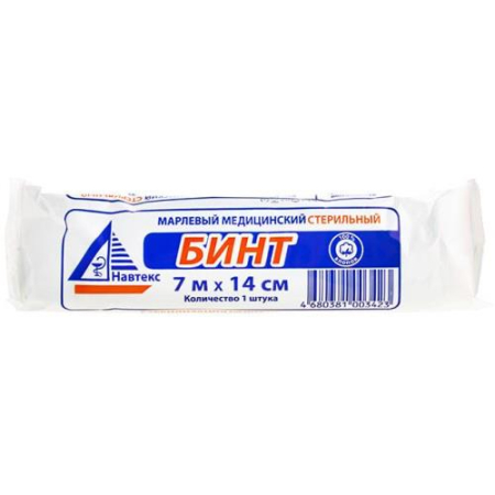 навтекс бинт мед марл стер 7мх14см