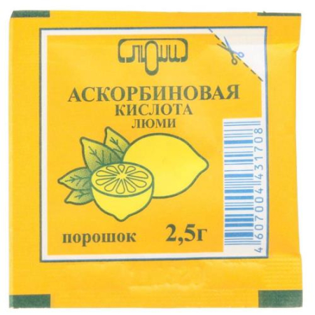 Аскорбиновая кислота порошок для приготовления раствора для приема внутрь 2.5г №1