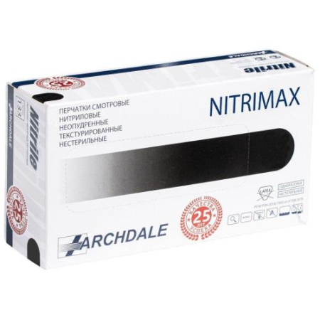 Ардейл нитримакс перчатки смотровые нитриловые нестерильные неопудренные №100 (50 пар) текст р xl черн