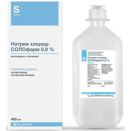 Натрия хлорид-солофарм раствор для инфузий 0,9% 400мл №1 