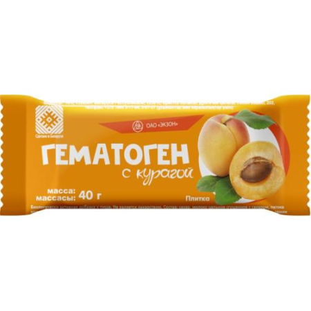 Гематоген плитка 40г с курагой /экзон/