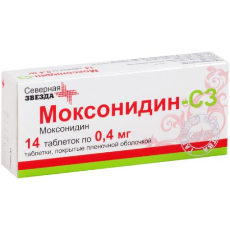 Моксонидин-сз таблетки покрытые пленочной оболочкой 0.4мг №14