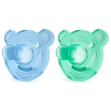 Авент сотт шейпс пустышка силиконовая №2 с щитком 0-3мес голуб. +  зеная /арт. scf194/01/
