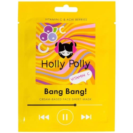 Холли полли маска для лица тканевая 22г с вит с и ягодами асаи bang bang! на кремовой основе