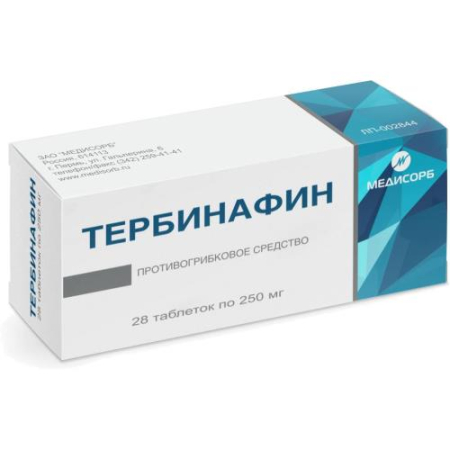 Тербинафин медисорб таблетки 250мг №28