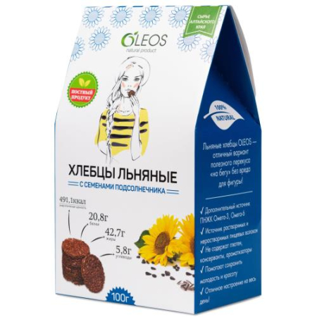 Олеос хлебцы 100г льняные семена подсолнечника