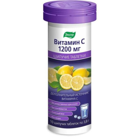 Эвалар витамин с таблетки шипучие 1200мг №10 лимон бад